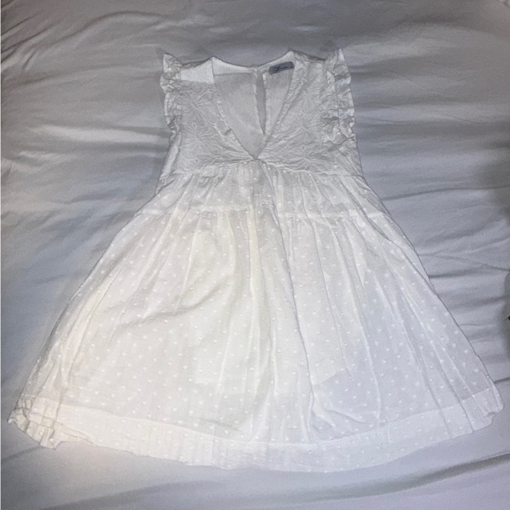 Cream Sleeveless V-Neck Sundress for Weddings